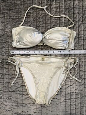 Victoria’s Secret Silver Metallic Bandeau Bikini Set